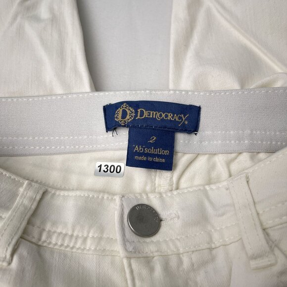 Democracy Ab Solution Stretch Side Zip Boyfriend Jeans White 8.5" Rise Womens‎ 2 - Picture 3 of 12